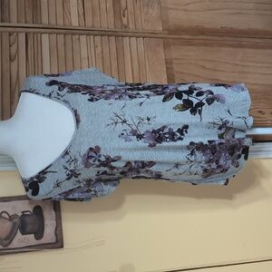 Simply Vera Vera Wang Purple Floral Gray Hi-Low Pullover Tunic Top XL